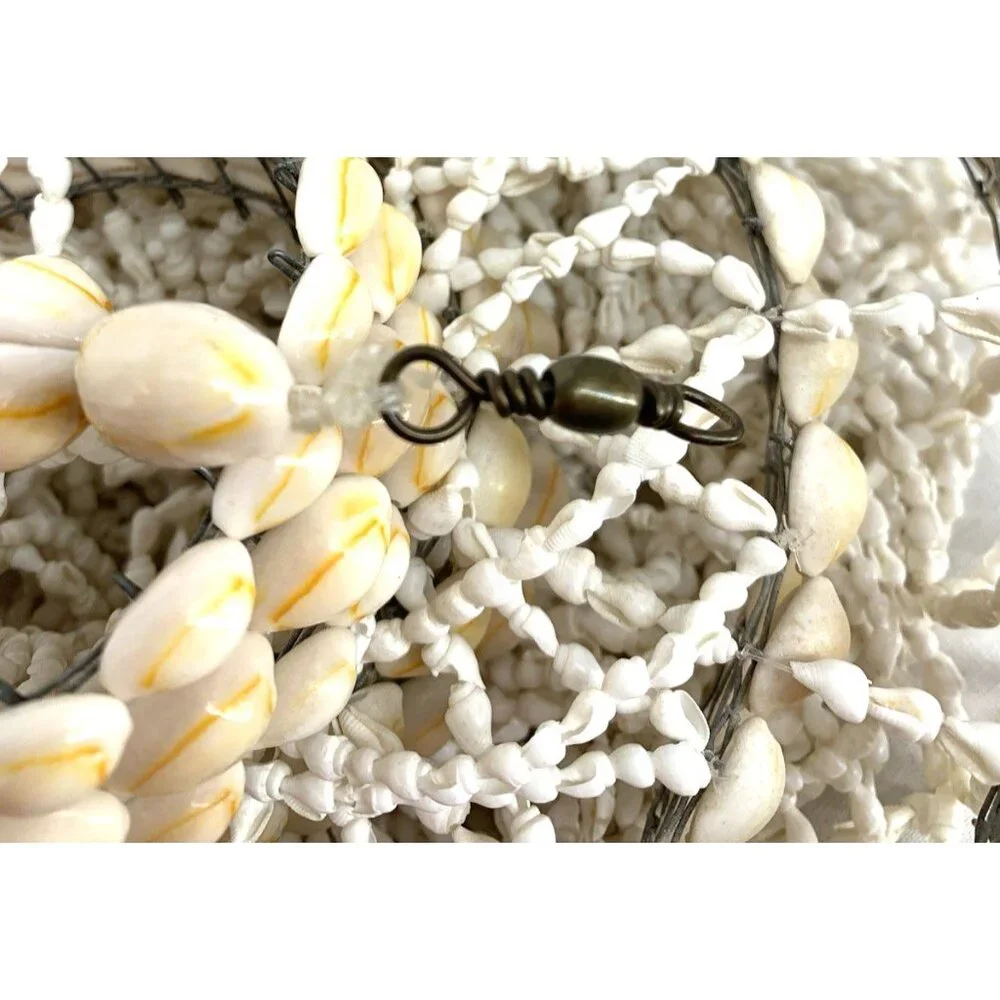 Cowrie Sea Shell Pendant Beach Boho Hanging Decor MCM 24" Tall Seashells - Picture 8 of 8